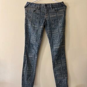 Vintage Free People Low Rise Printed Jeans